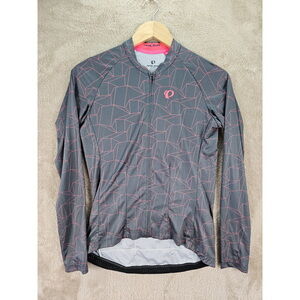 PEARL iZUMi Women's Attack Long Sleeve Cycling Jersey Gray Geometric Origami